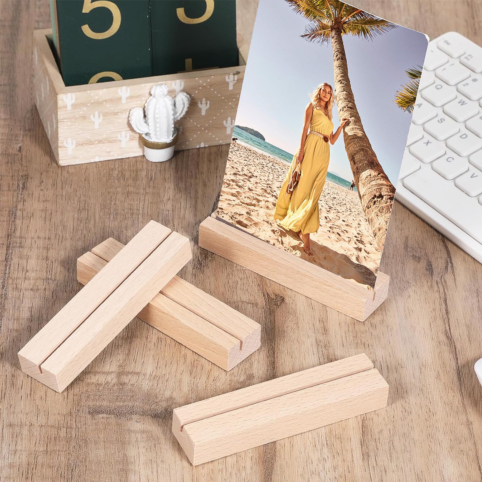 FLZONHUT Porta Menu da Tavolo,10 Pezzi Porta Foto in Legno Naturale, Portacarte in Legno per Matrimoni,Portamenu,Portanumeri da Tavolo in Faggio per Matrimoni,Cene,Feste,Eventi,Decorazioni