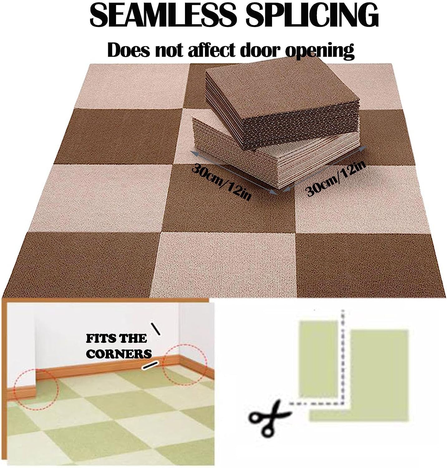 dalles de moquette, Dalles de moquette antidérapantes(A,15PCS)