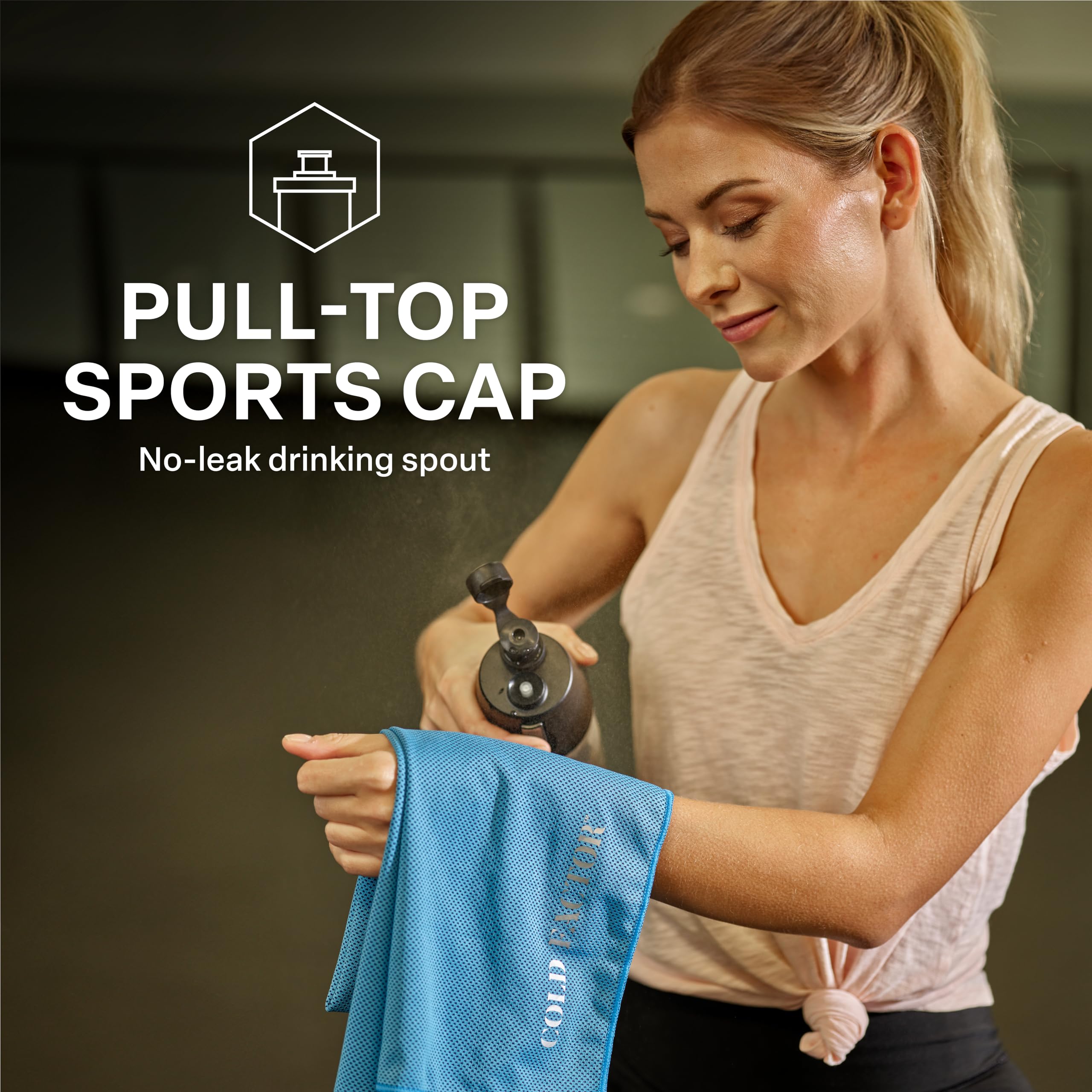 COLD FACTOR Isolierte Wasserflasche mit Kühlspray, nachfüllbare Sportflasche für Fitnessstudio, Radfahren, Fitness und Outdoor-Sport, Fahrrad, BPA-frei, wiederverwendbares Design für Training und