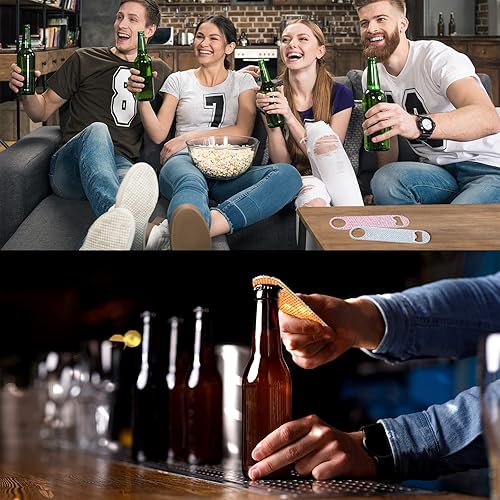 Miniatura 6 de Didaey Abrebotellas plano con purpurina, 4 unidades, acero inoxidable, barra de cerveza, barman clave, amigos, abridor de cerveza con diamantes de