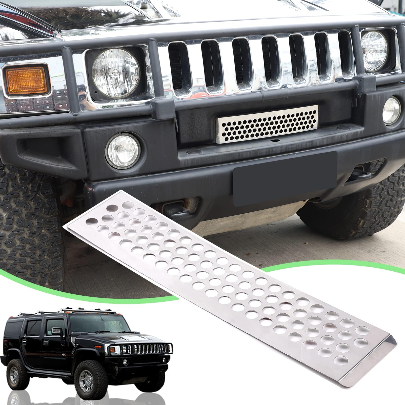 PIUGILH Stainless Steel Honeycomb Mesh Grill Spoiler Bumper Vent fit for Hummer H2 2003-2009,Vent Mesh Grill Cover