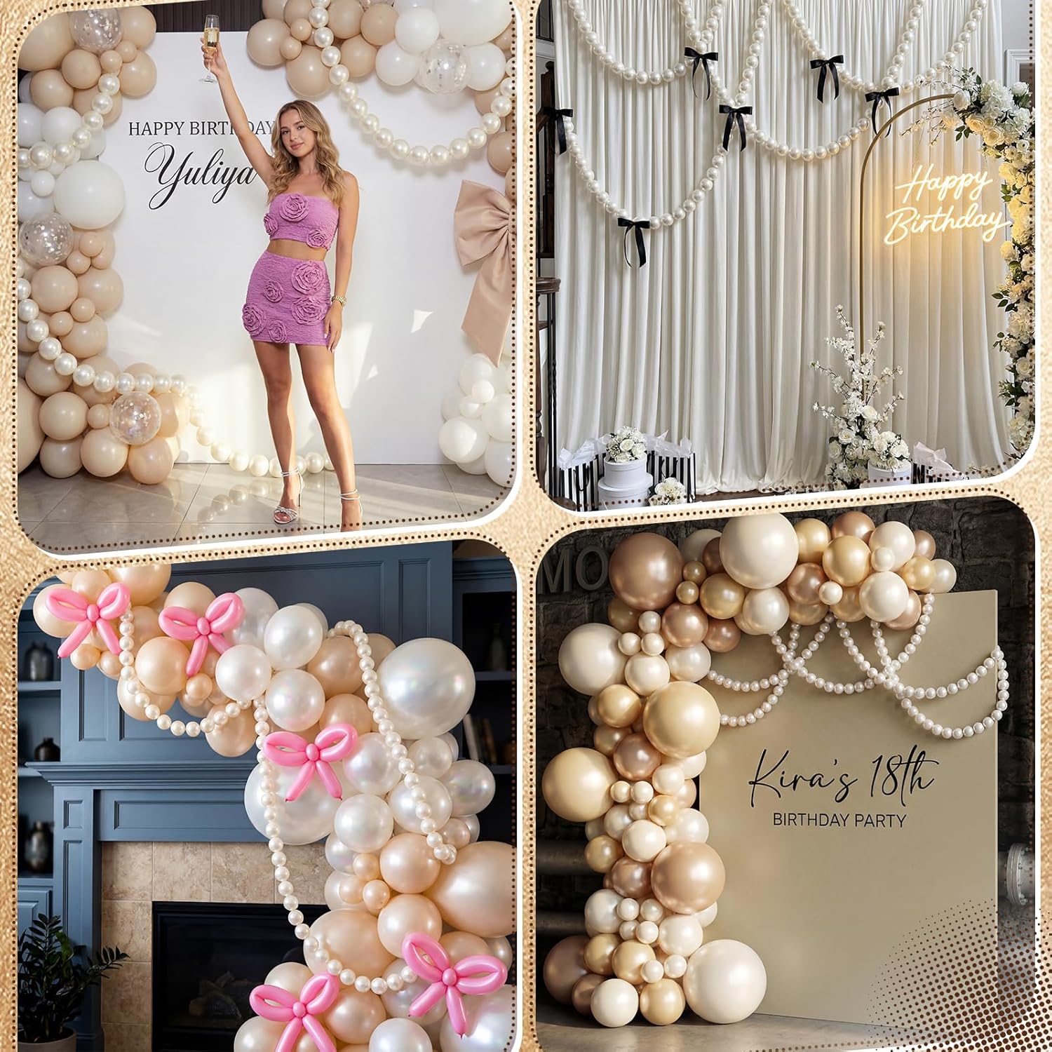 100 Pcs Quick Link Pearl Ball Garland Pits 2.2 Inch Pearlescent White Pearl Ball Decoration Chain for Wall Arches Chains Birthday Party Wedding Anniversary Graduation Arch Party Decor