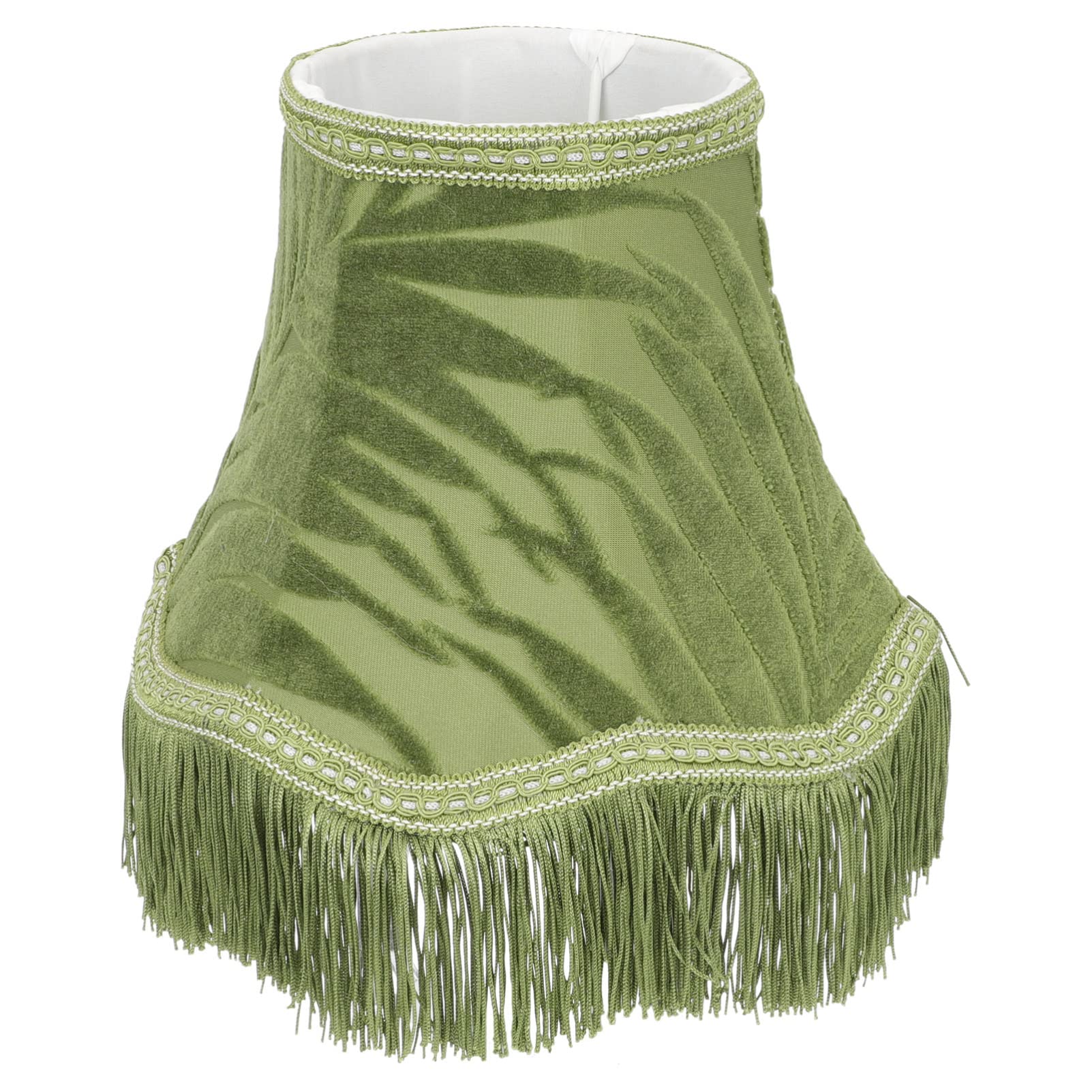 Uonlytech Table Lamp Cover Small Lamp Shade E27 Base Cloth Lamp Shade European Style Table Lampshade Tassel Lamp Cover for Table Floor Pendant Lamp, Green, 24x19cm Chandeliers Shade