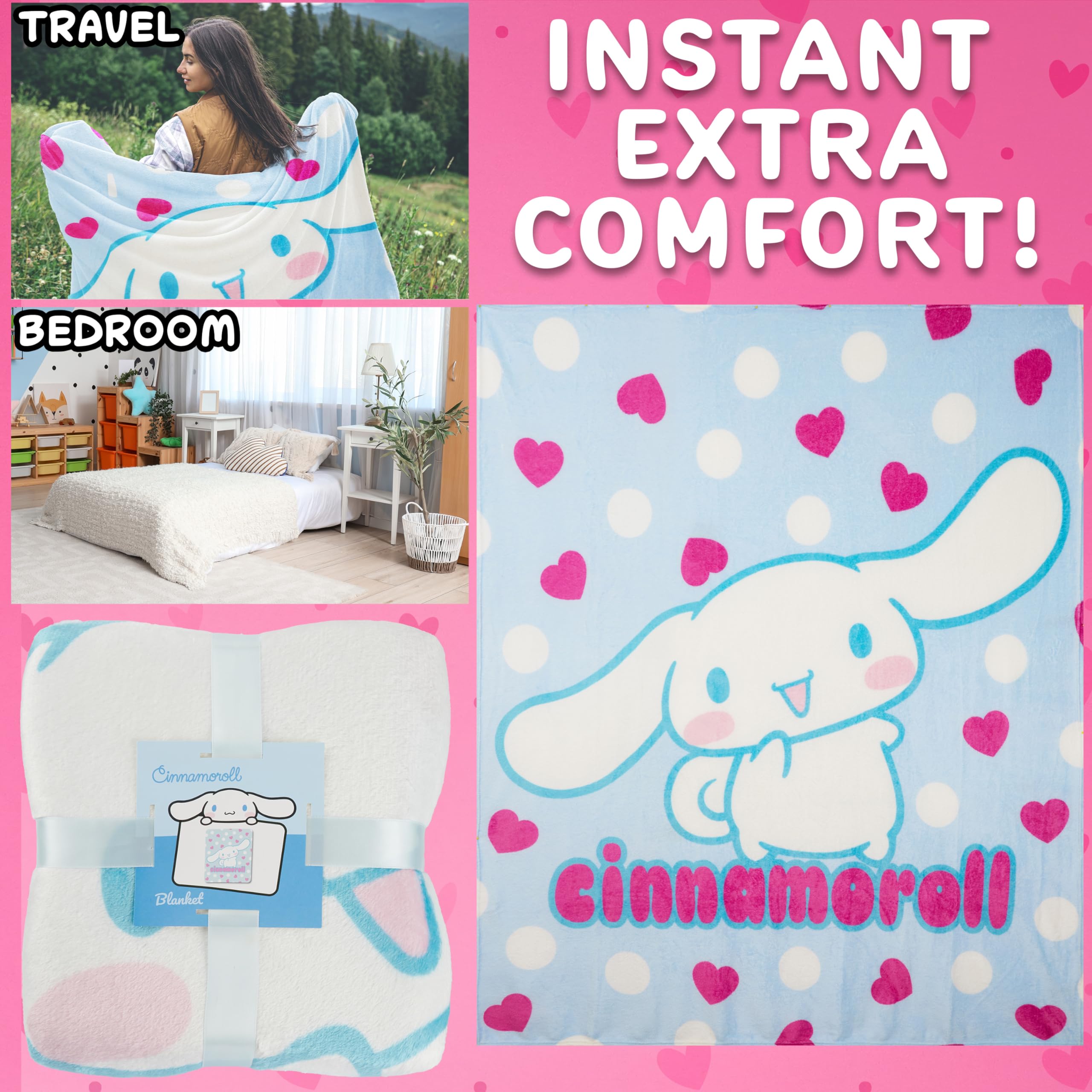 thumbnail: Zachte Hello Kitty Sanrio Fleecedeken 150 X 130 Cm - Kawaii Cinnamoroll Sprei Voor Bank En Slaapkamer