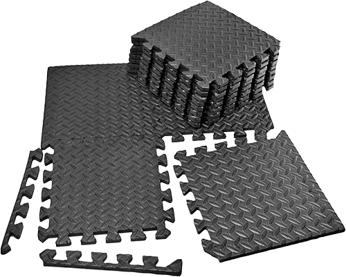 VViViD Paquete de azulejos de espuma EVA entrelazados (12 azulejos, 12 pies cuadrados), color negro, antideslizante, amortiguación de sonido
