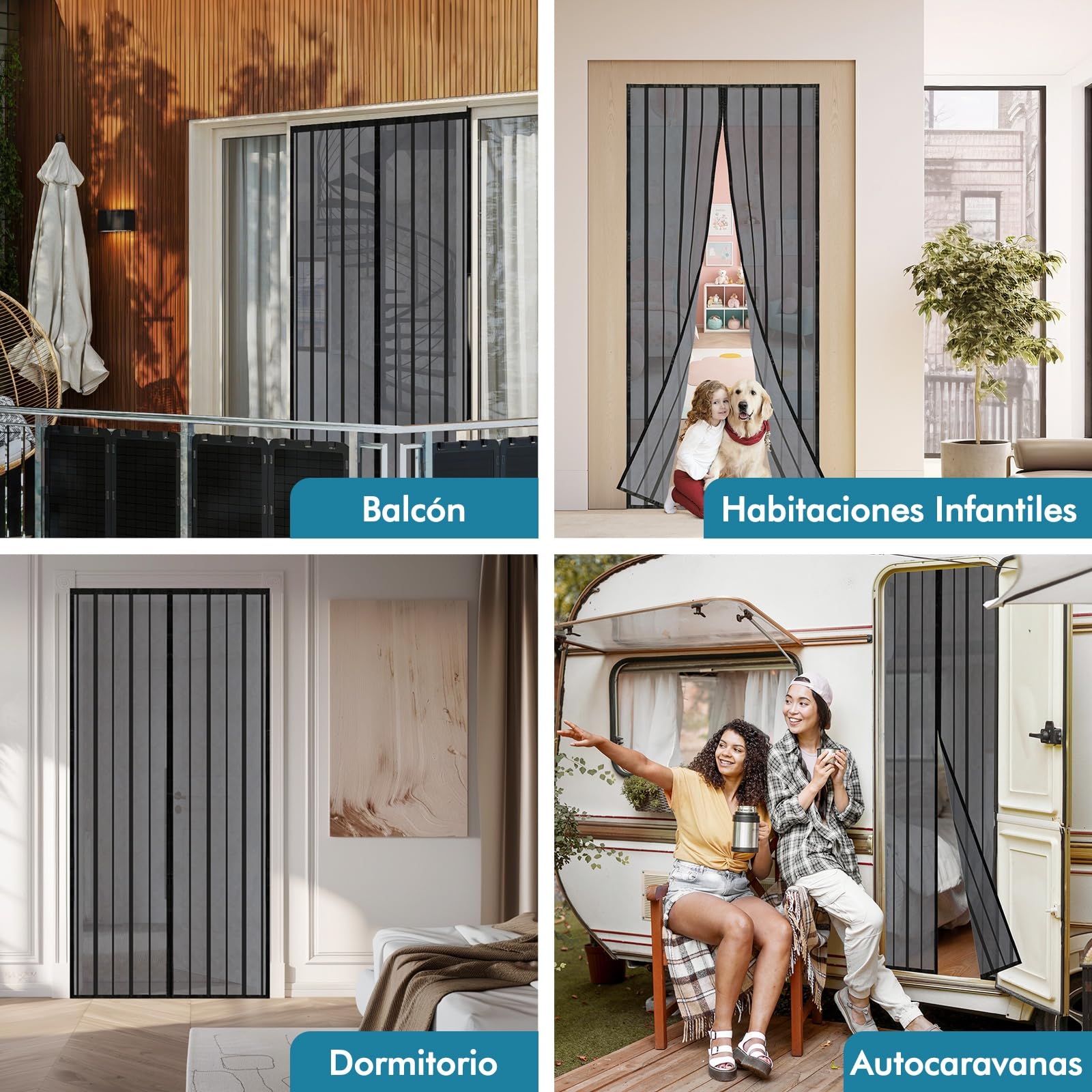 Sekey 80 x 205 cm Mosquitera para puertas, cortina magnética antiinsectos avanzada para balcón y patio, montaje fácil de pegar, kit de instalación completo, negro — view 8