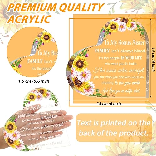 Miniatura 10 de My Bonus Sister Gifts - Regalo para hermana, recuerdo de corazón y pisapapeles de parte de hermana hermano, acrílico transparente, regalo para
