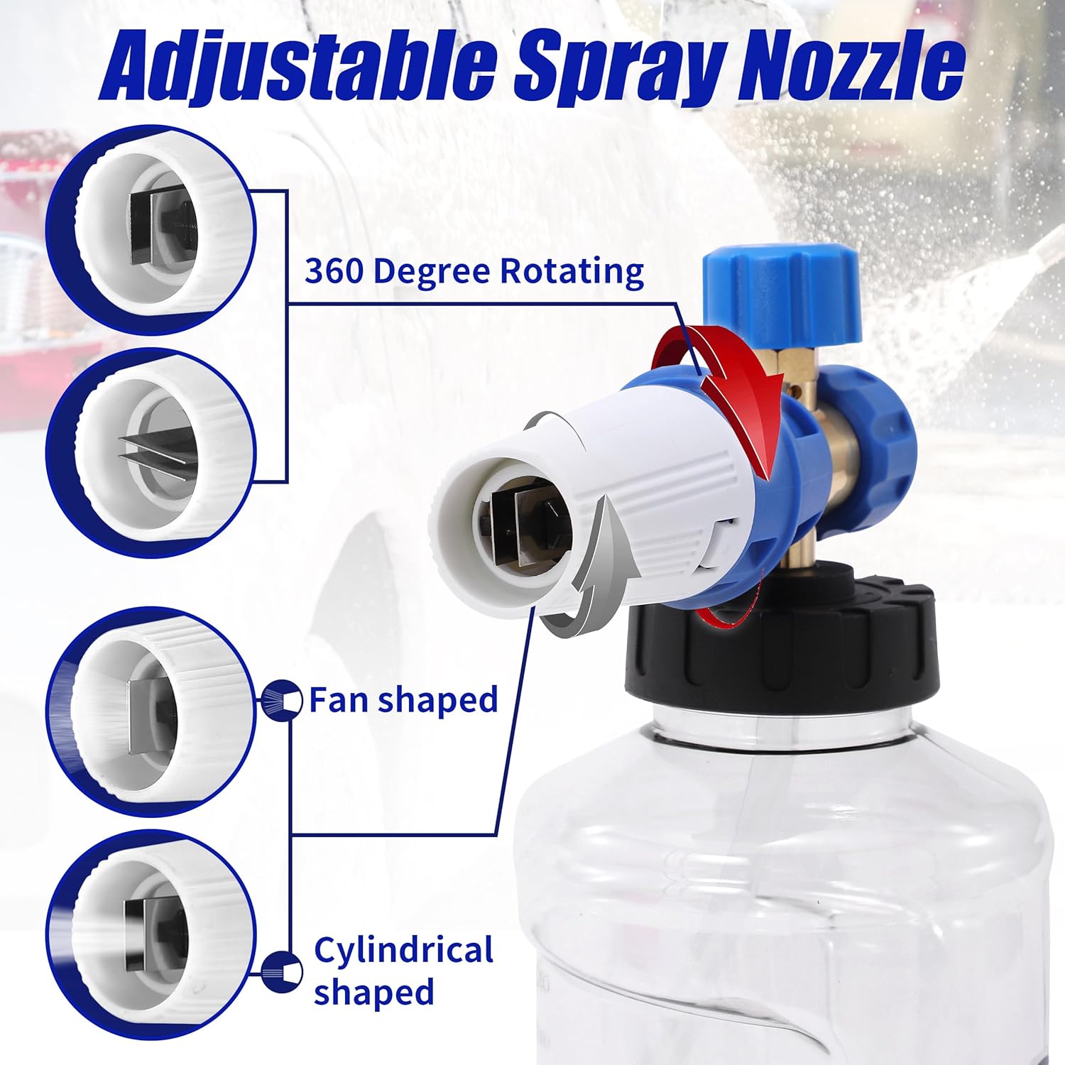 Tool Daily Foam Cannon for Pressure Washer, Adjustable Foam Blaster, Snow Foam Lance with M22 and 1/4 Inch Quick Connect, Additional Orifice Nozzle 1.1mm, 1.5 Liter