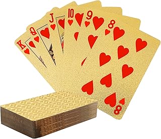 Spielkarten - Gold Wasserfest Pokerkarten, Playing Cards 54 Blatt for Texas Hold'em, Blackjack, Euchre, Canasta Karten, Romme, Baccarat