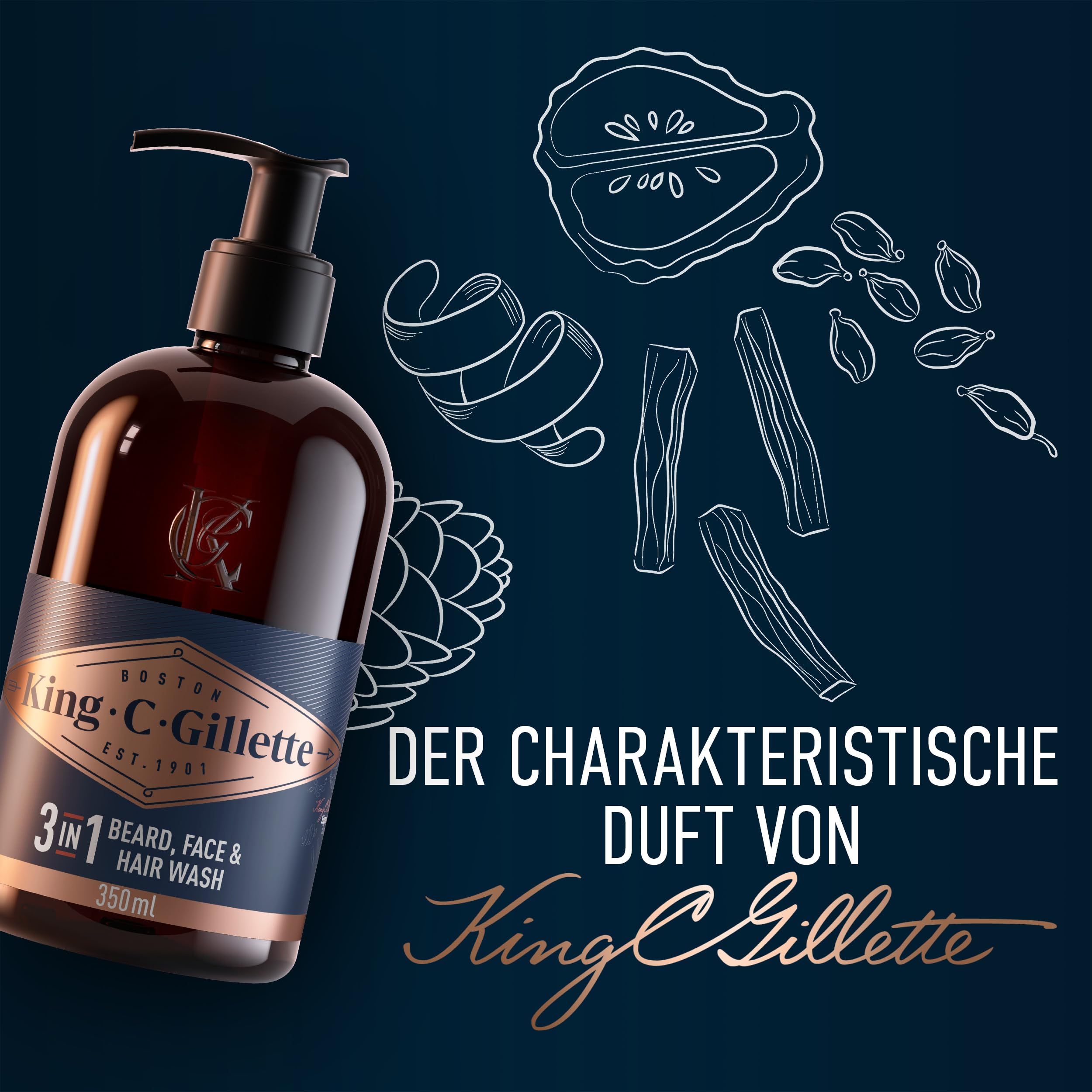 King C. Gillette Haarschampoo Herren für Bart Und Gesichts, 350ml – Ansicht 5