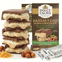 Dolce Calma Pack of 2 Dubai Chocolate Bars 2 x 100g / 3.5oz 200g / 7oz Total Belgian Chocolate with Pistachio & Crispy Kataifi, Ships with Ice Packs for No Melting, No Palm Oil, Gifting Hazelnut