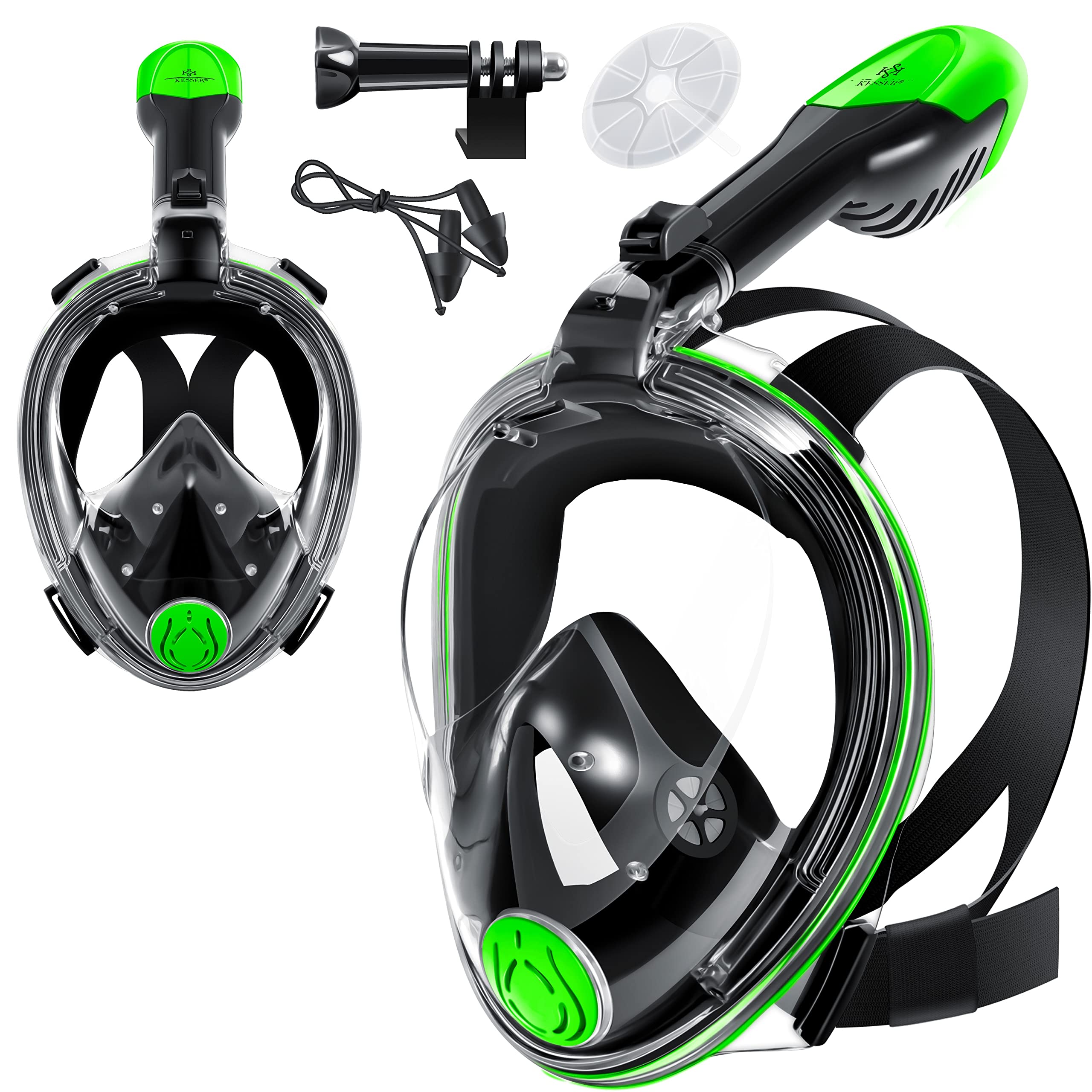 KESSER® Máscara de Buceo Máscara Completa Máscara de esnórquel Plegable Máscara Integral Incl. Soporte para cámara Respiración sin Esfuerzo, No se empaña, No penetra el Agua