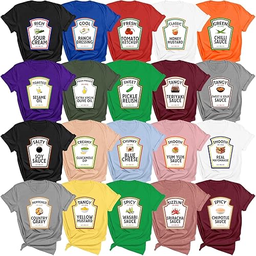 Camisa de disfraz de rancho de salsa de tomate y mostaza, mayonesa de mostaza, camisas de condimentos grupales, camiseta de grupo a juego para