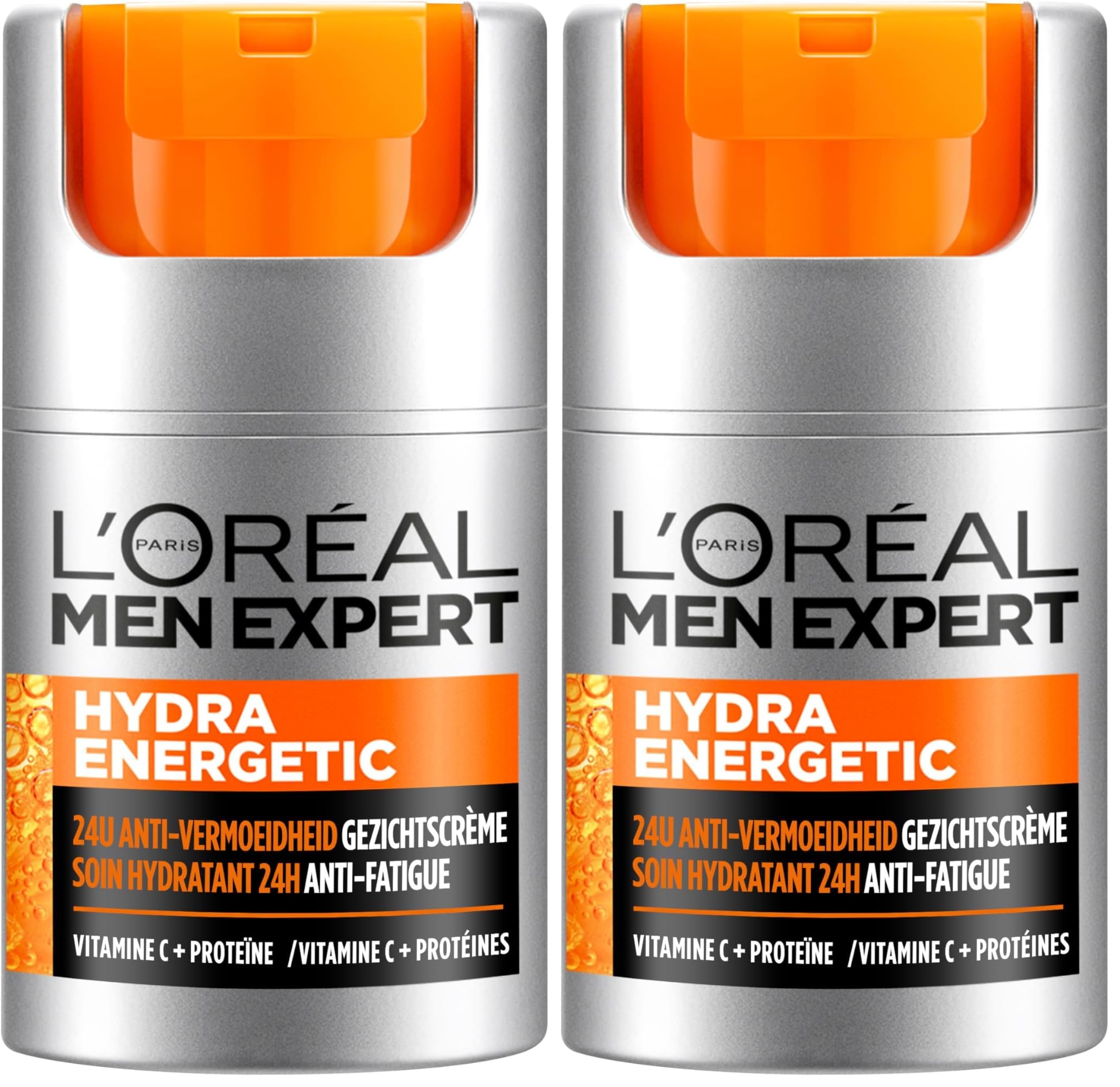 L'Oreal Men Expert Hydra Energetic Anti-Fatigue Moisturiser, with proteins and Vitamin C - 50ml (Pack of 2)