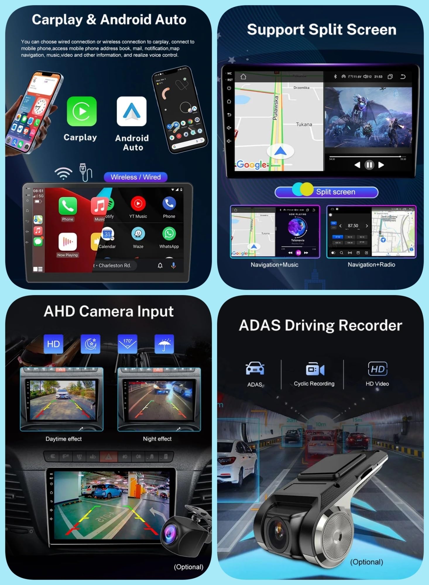 Autoradio Double DIN 9" pour KIA Sportage 4 2018-2021 | Android 15, Carplay sans fil, Android Auto, écran tactile, GPS navigation, WiFi, SWC commande volant(A,A1 1G+32G)