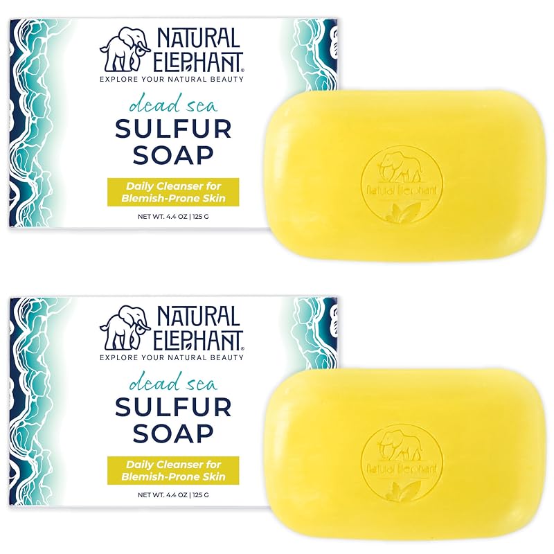 Sabonete de enxofre Natural Elephant com sal do Mar Morto e aloe vera, 2 unidades de 125 g