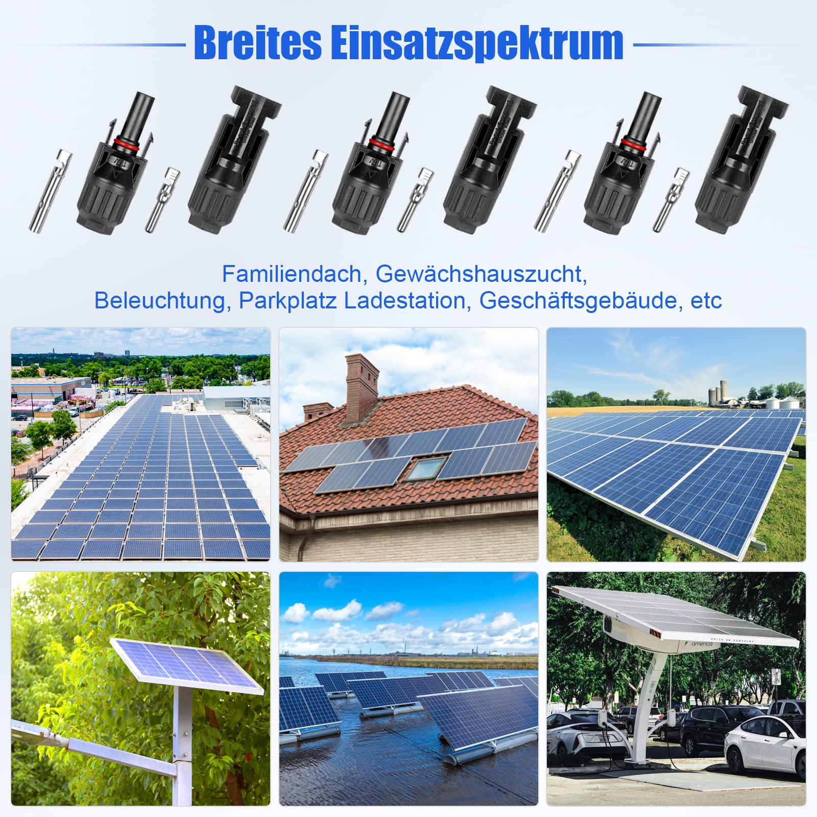 Solarstecker Set 45 Paar Photovoltaik Solar Stecker Outdoor IP67 Wasserdicht Solarpanel Stecker Solar Kabelstecker Anschlüsse Verbinder Steckverbinder Männlich/Weiblich für 2.5/4/6mm² Kabel