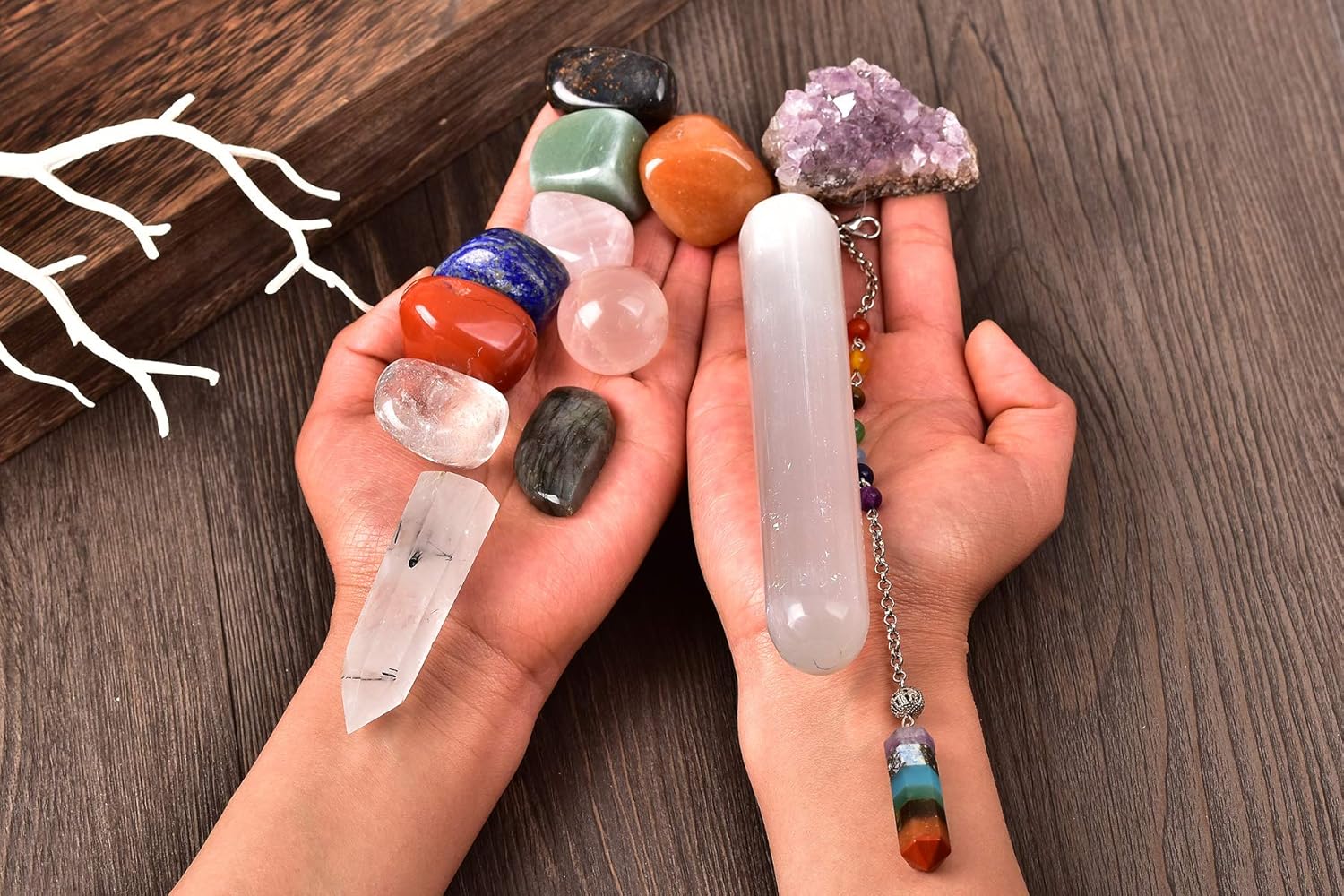 AMOYSTONE 13 pcs Chakra Crystal Stones Healing Kit Spiritual Metaphysical Reiki Balancing Meditation Energy Work Natural Authentic Stones