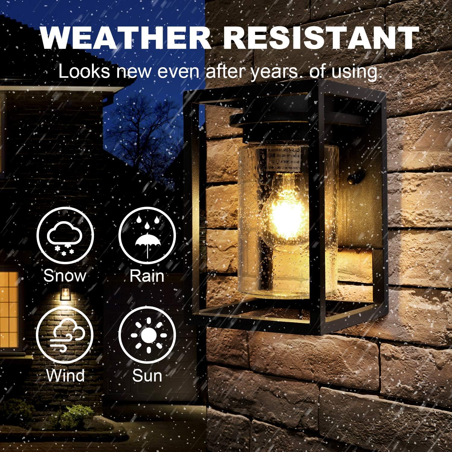 Cheapest 🛒 Outdoor Wall Sconce, Exterior Wall Light Lantern Seeded Glass with E26 Socket（Bulb NOT Included）, Wall Mount Light Anti-Rust Waterproof Wall Lamp for Garage, Doorway (2pack)