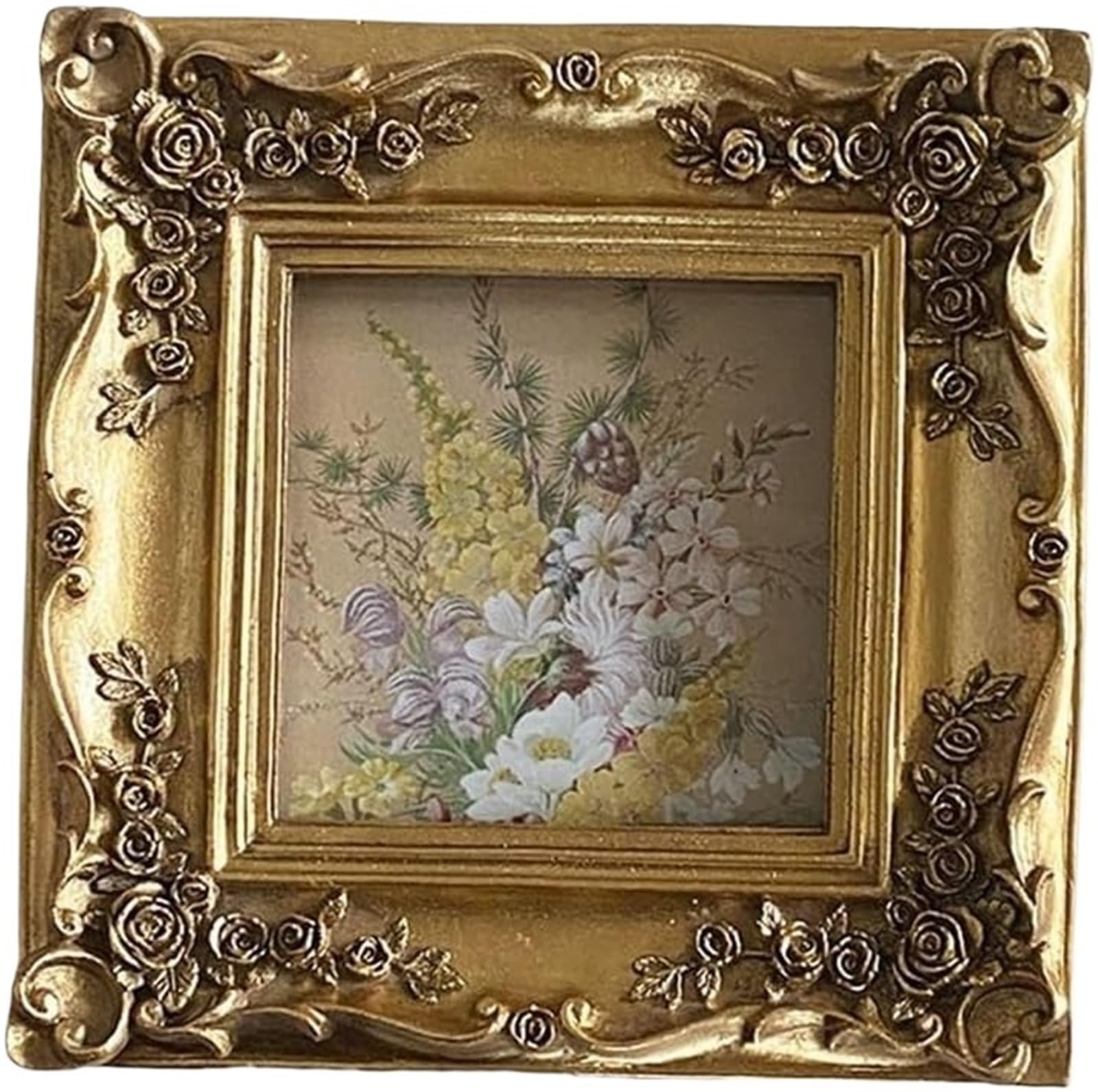 Photo Frame Tabletop Embossed Vintage Decorative Picture for Home Table Decor