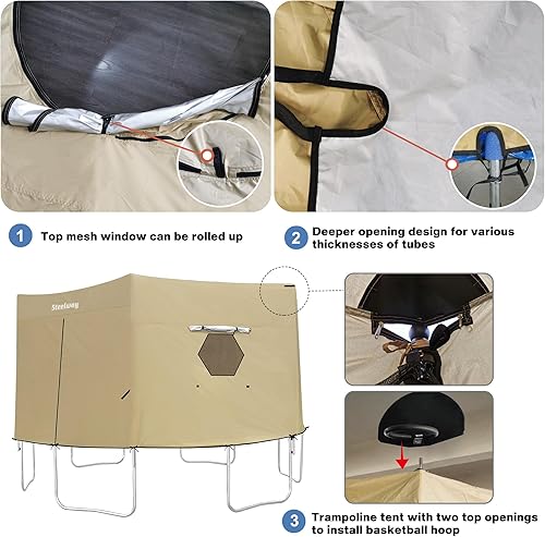 Miniatura 6 de steelway Tienda de campaña para cama elástica de 14 pies y 16 pies, cubierta para trampolín redondo de poste recto de 1416 pies con 6 patas en forma