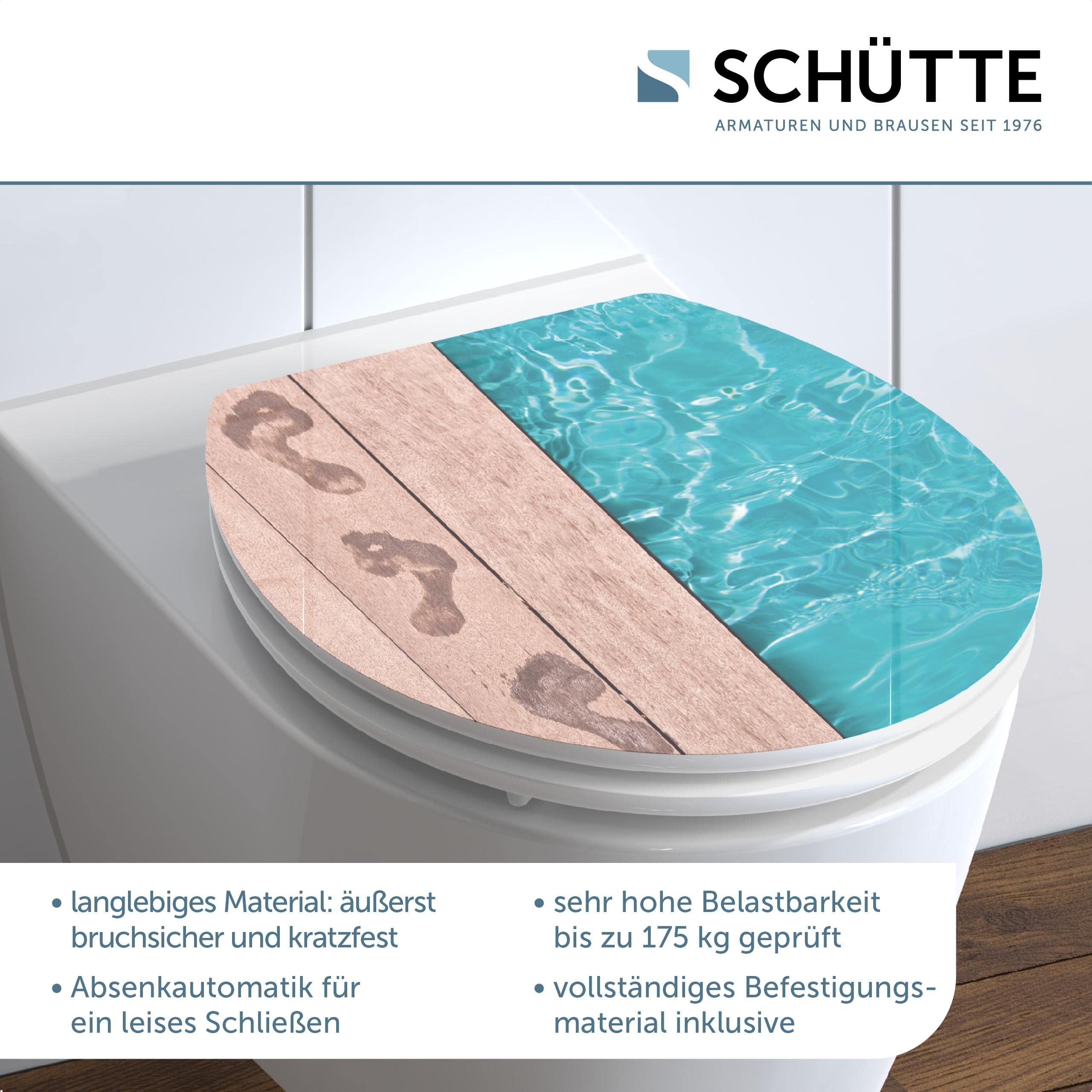 SCHÜTTE 80539 - Sedile copriwater in MDF con anima in legno High Gloss, motivo Poliside, con abbassamento automatico