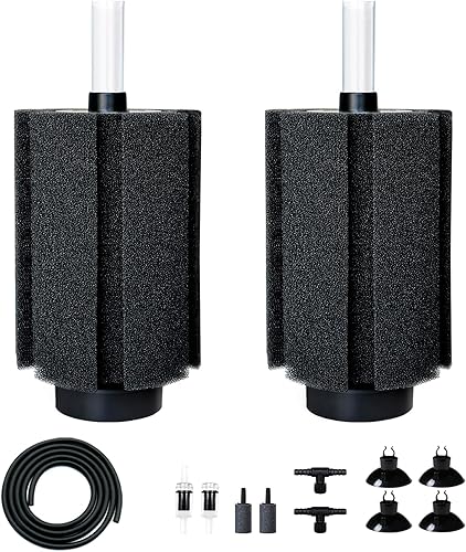 Miniatura 9 de Filtro de esponja grande para acuario de 80 a 90 galones con piedra de aire y medios de cerámica bio, filtro de esponja silencioso para alevines,