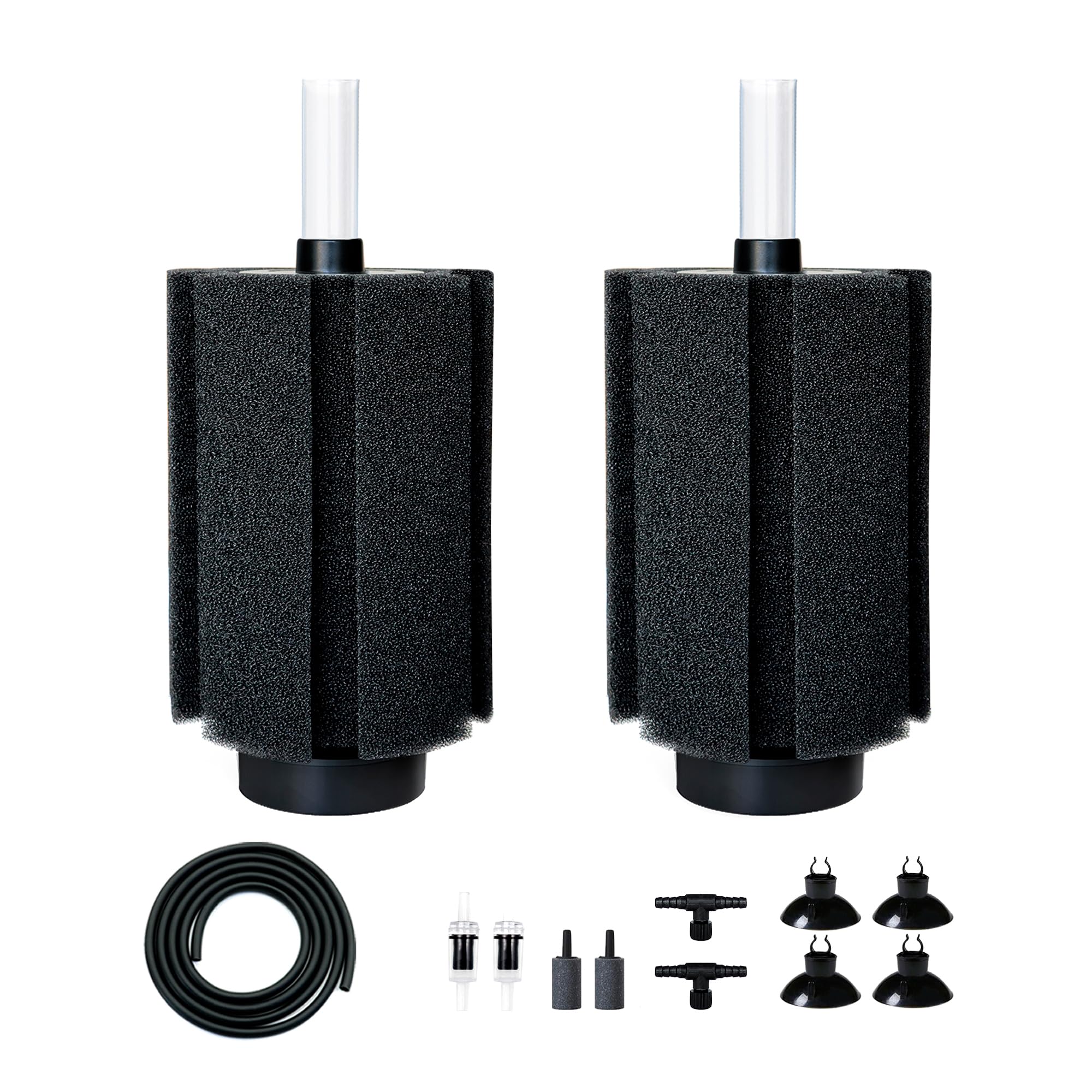 DVHEY 100-120 Gal Large Aquarium Sponge Filter with Air Stone and Ceramic Media,2 Pack Quiet Fish Tank Filters fit Breeding Fry Betta Shrimp Fish Tank