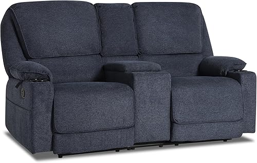 Asiento de cine en casa, asiento de teatro RV, sofá biplaza manual de tela con 4 soportes para tazas, sofá de teatro de 2 plazas, reclinables para