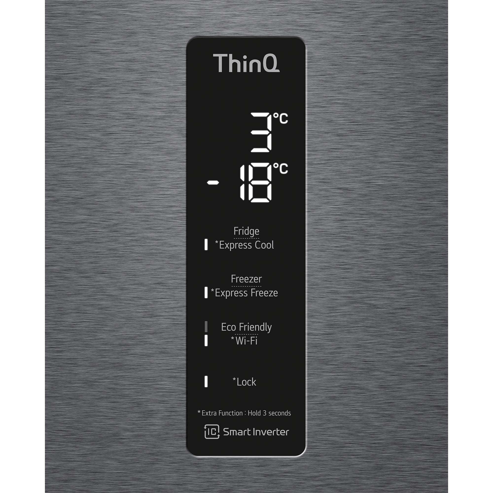 LG GBP61DSXGC - Frigorífico Combi No Frost, Congelador, Compresor Smart Inverter, Color Inox Antihuellas, 186 cm, 341 l