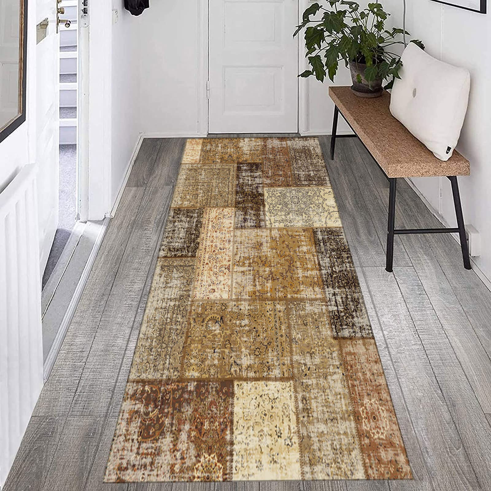Läufer Teppich Flur Küche Rutschfest Teppich Vintage Abstrakt Blumenmuster Vielseitige Wohnkultur