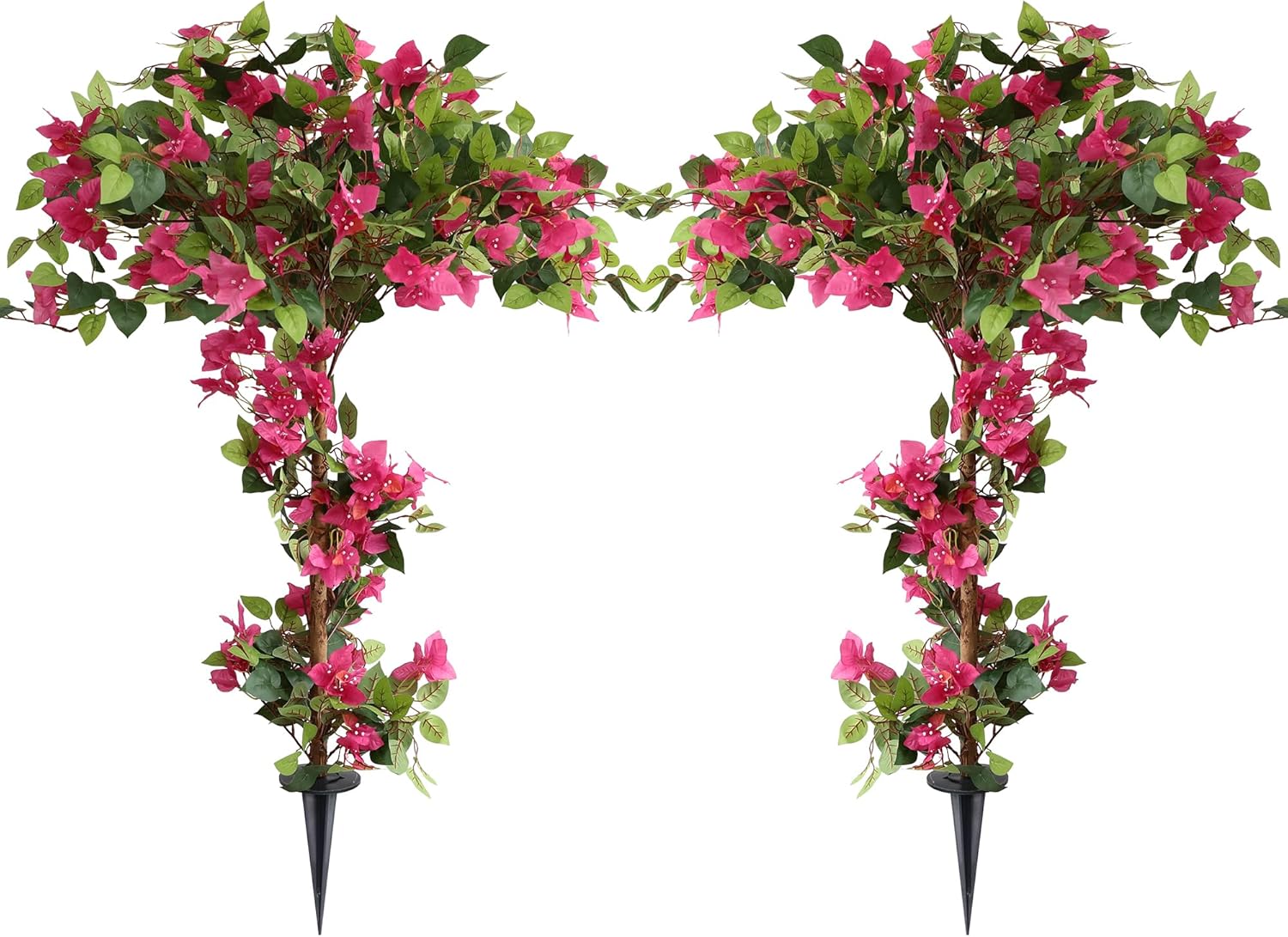 4 Feet Artificial Bougainvillea Trees, Fake Bougainvillea Flowers Plant with Ground Spike, Outdoor Faux Azalea Blooming Plants 2 Packs for Decor Front Porch Indoor or Home Office (47 inch)