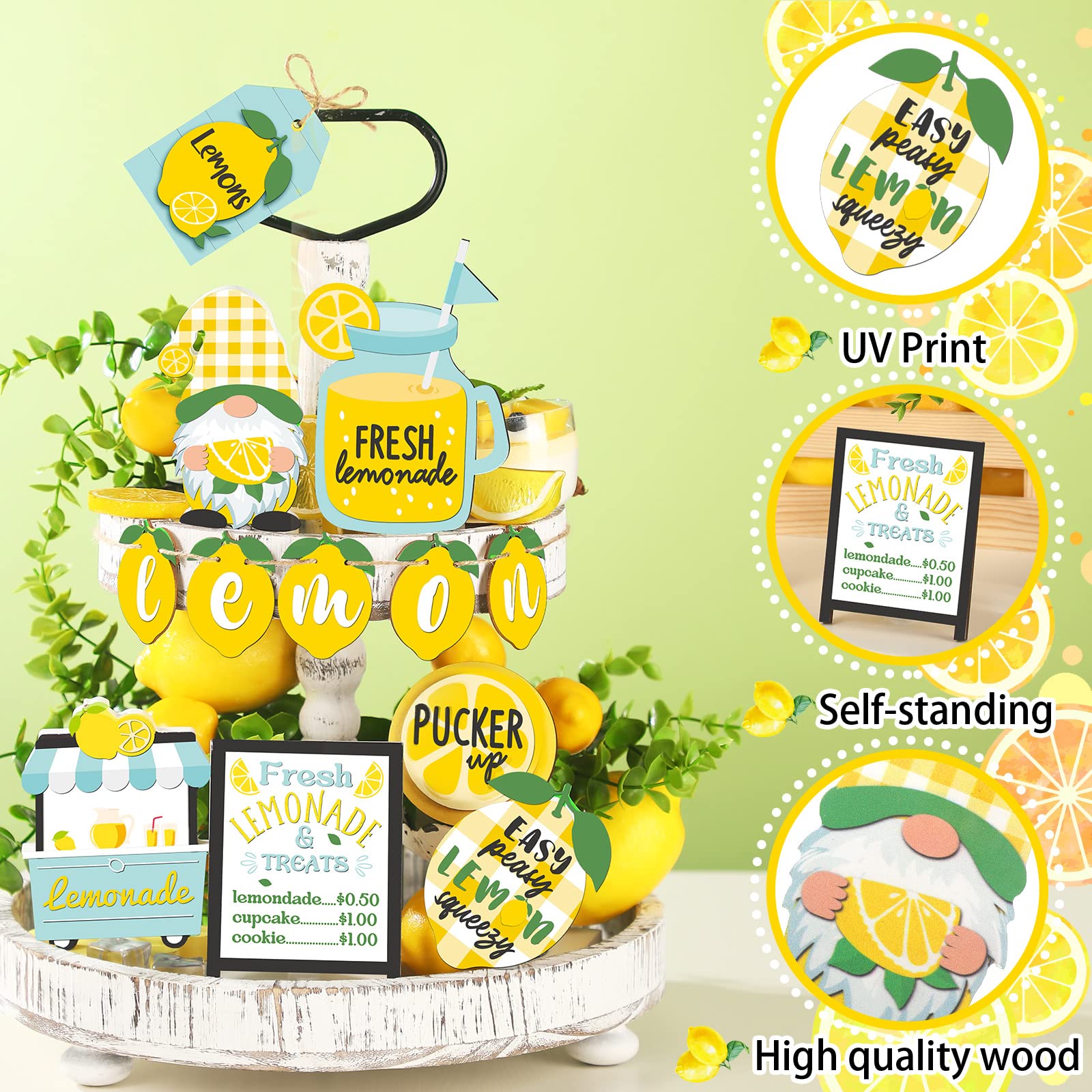 Amazon.com : Hoolerry 12 Pcs Lemon Tiered Tray Decor Summer Gnome