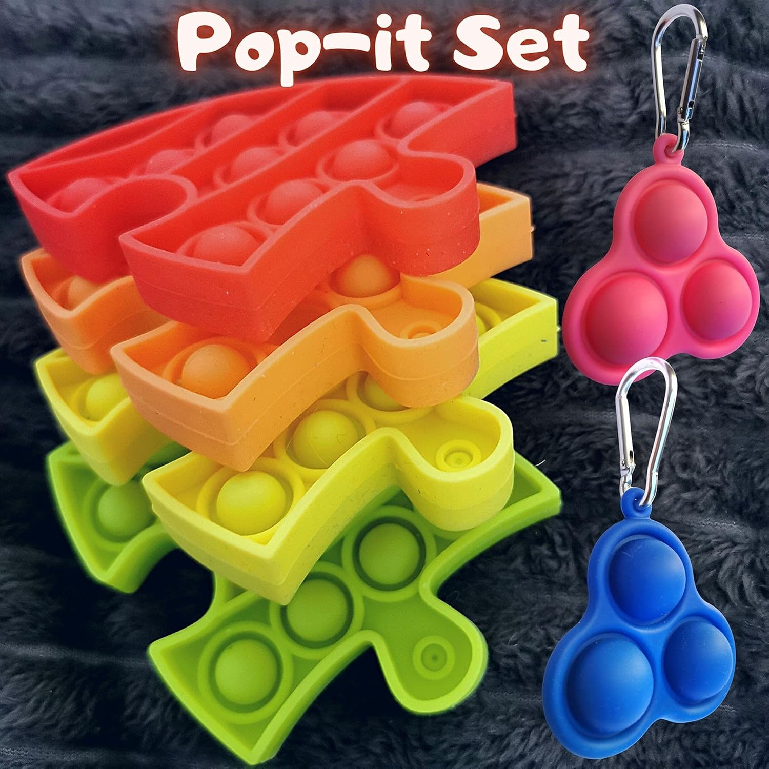 Fidget Keyring Pop It Keyring Set Puzzle Pop It Poppets Simple Dimple Poppet Keyring Popit