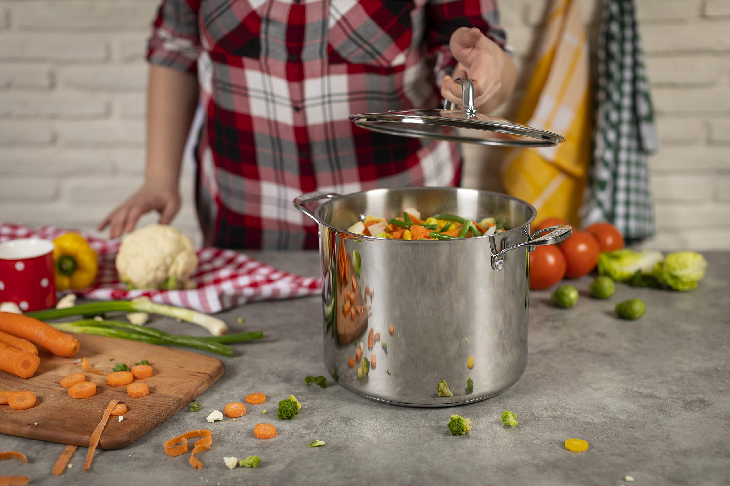 KUHN RIKON Allround, Cacerola para para horno e inducción con tapa de cristal, 24 cm/8,5 litros ,Acero inoxidable