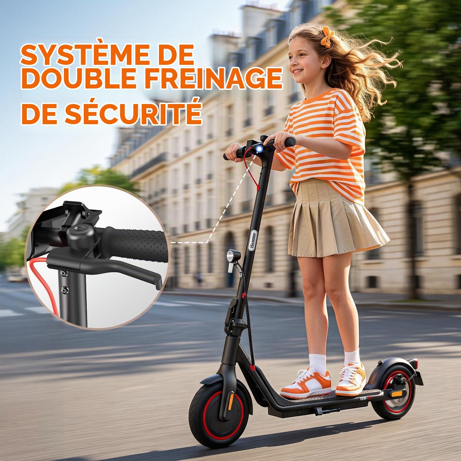 iScooter Trottinette électrique pour Enfants de 10 à 16 Ans, 500 W, portée maximale de 20 km, Trottinette électrique Pliable ABE pour Enfants, Homologation routière 14 avec pneus pneumatiques de 8,5
