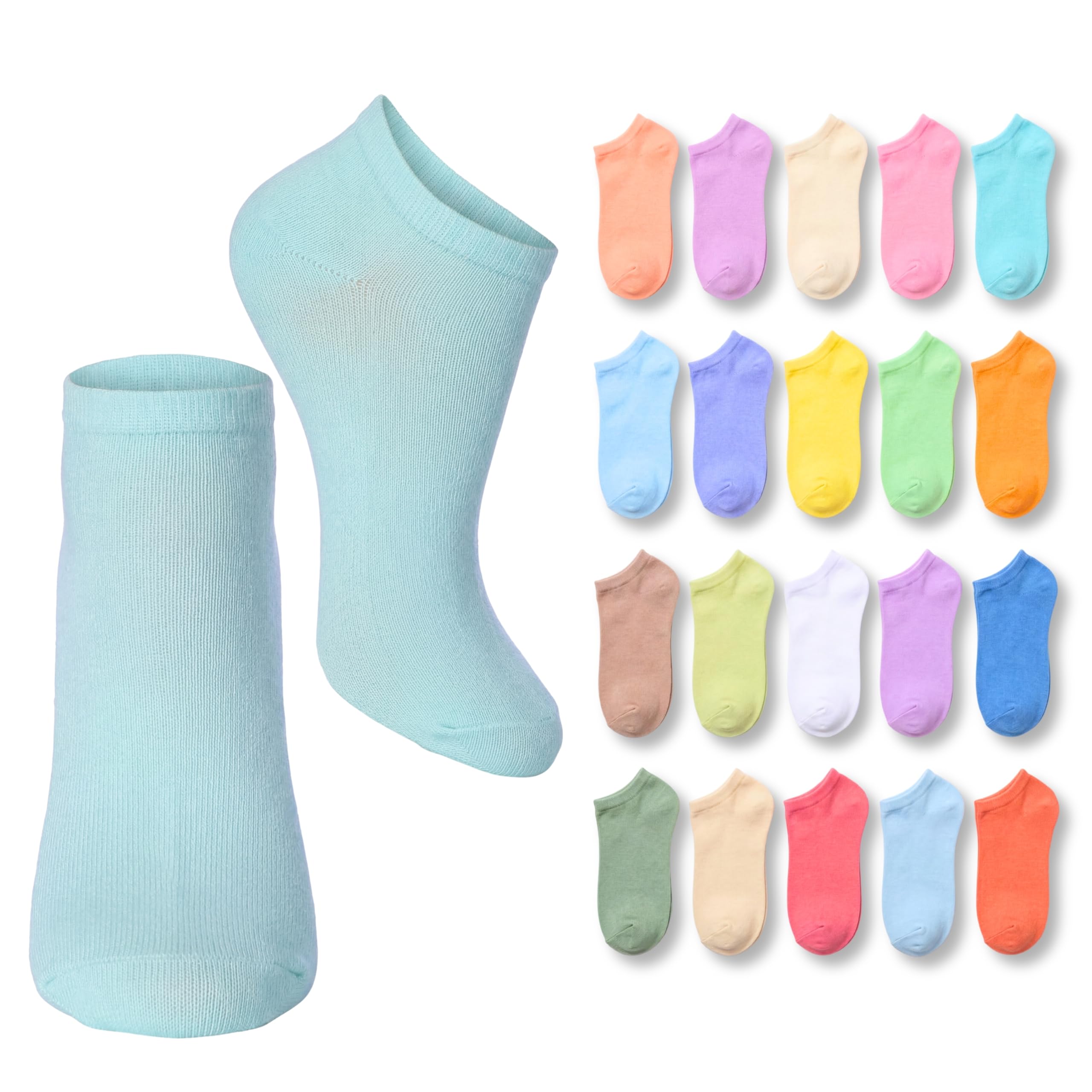 Tipi Toe Women’s 20 Pack Colorful Low Cut Socks – Lightweight, Breathable Design for All-Day Comfort Sizes 9-11/10-13