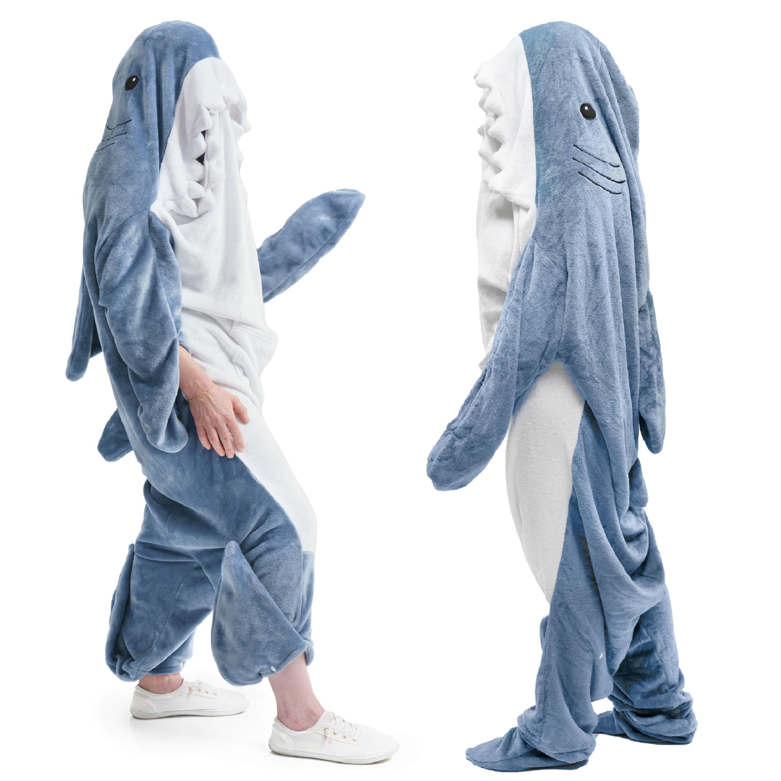 ONELIIA Oversize cozy shark blanket adults and teens, shark hoodie blanket, kids shark onesie, shark costume adult, wearable shark blanket adult, shark sleeping bag, shark suit, shark pajamas Gift