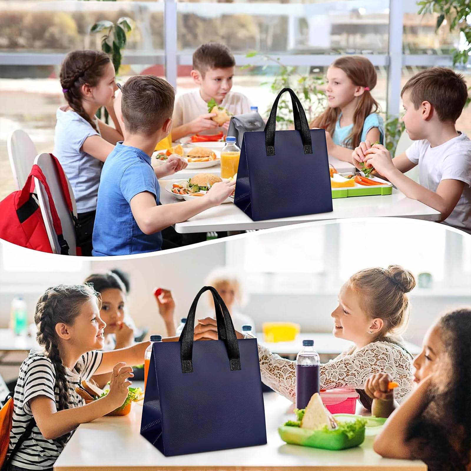 100 Stück Klein Lunchtasche, Thermotasche mit Folienfutter, Isolierte Takeaway Tasche, Faltbare Isoliertasche für Speisen zum Mitnehmen, Kleinformat für Restaurant und Imbiss