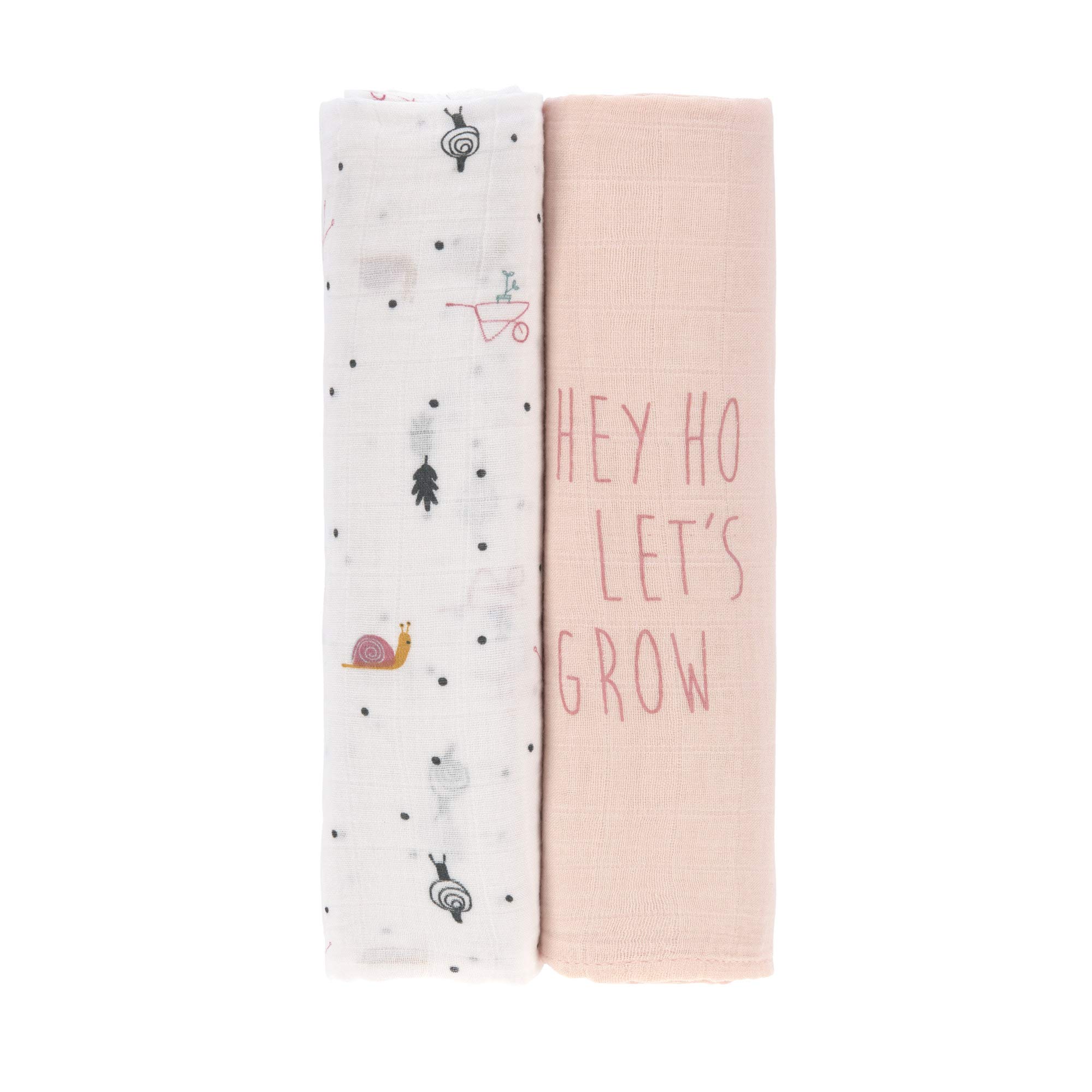 LÄSSIG Baby Puckdecke Spuckdecke Pucktuch Mulltuch 2er Set Baumwolle 120 x 120 cm/ Heavenly soft Swaddle XL Garden Explorer Snail