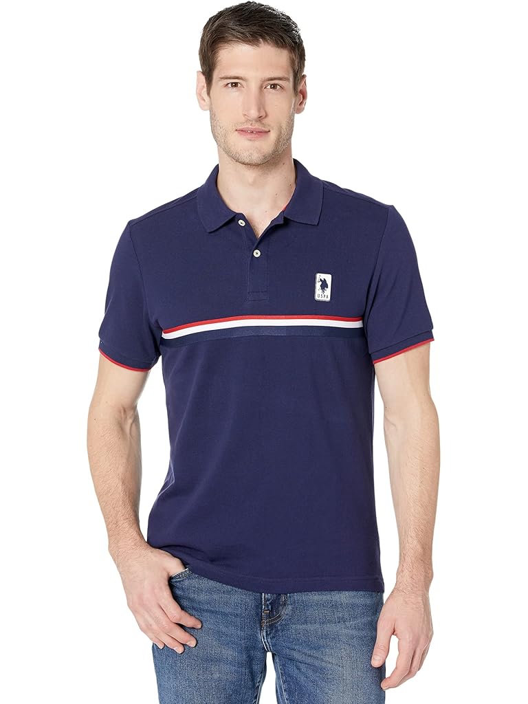 U.S. POLO ASSN. Short Sleeve Slim Fit Tricot Pieced Pique Polo