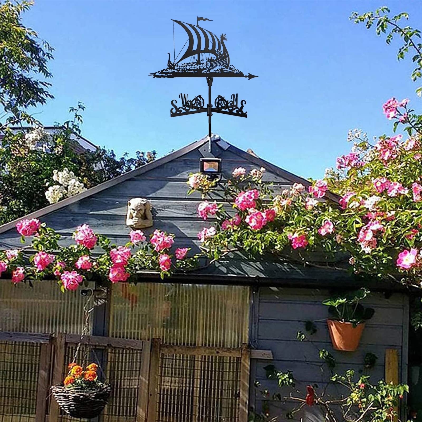 Banderuola decorativa, banderuola segnavento in metallo retrò, ornamento giardino, patio, cortile, gazebo giardino