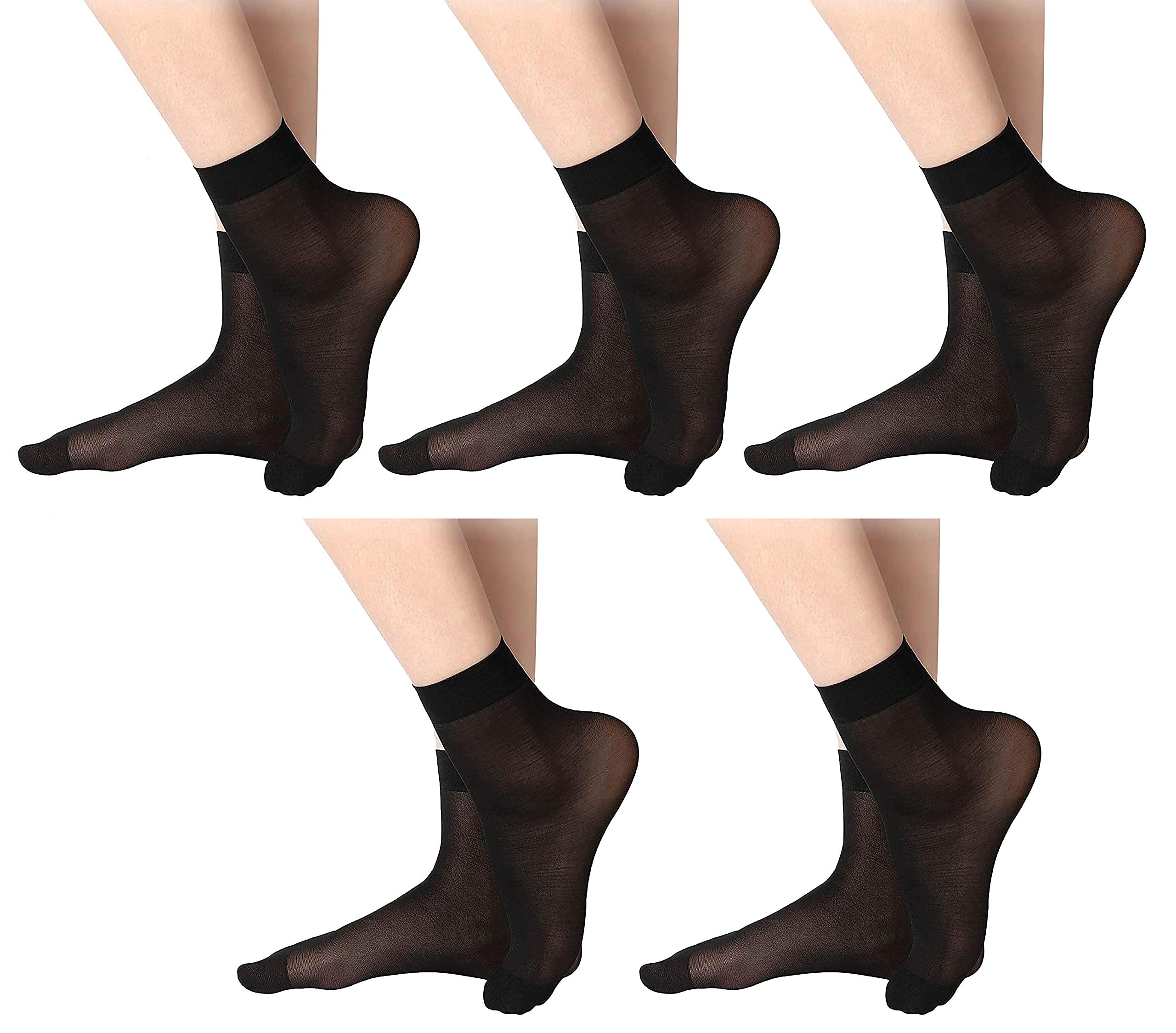 CLUZEWomen's Sheer Socks - Girls Semi Opaque Ankle Socks- (Black)