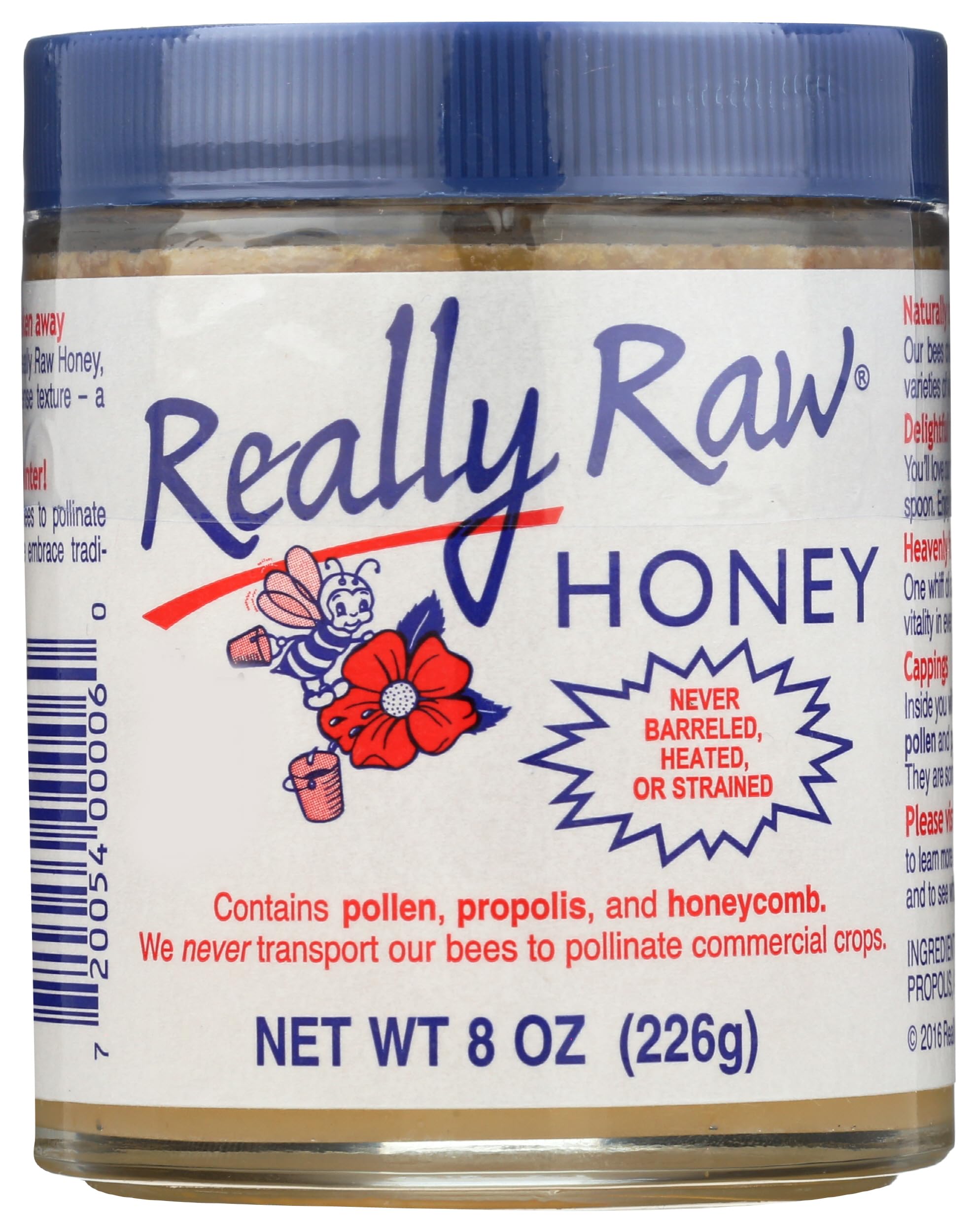 Really Raw Honey, Straight from the Hive, Never Heated or Filtered, Harvested from Small USA Family Farms, Smooth and Dense (8 Ounce)