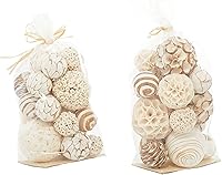 Vista 7 de Deco 79 Recipientes decorativos hechos a mano con orbes y jarrones decorativos secos con diferentes diseños, juego de 2 cajas decorativas