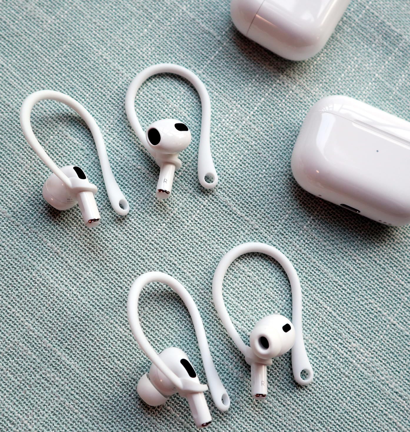 A-Focus Anti-Rutsch-Set für AirPods 4, 3., 2, 1, Pro 2. Ersatz, verstellbare Ohrbügel, ergonomisches Design, Silikonriemen, zusätzlicher Griff, Sport-Ohrstöpsel, Zubehör, Ohrstöpsel für AirPods Pro 2.