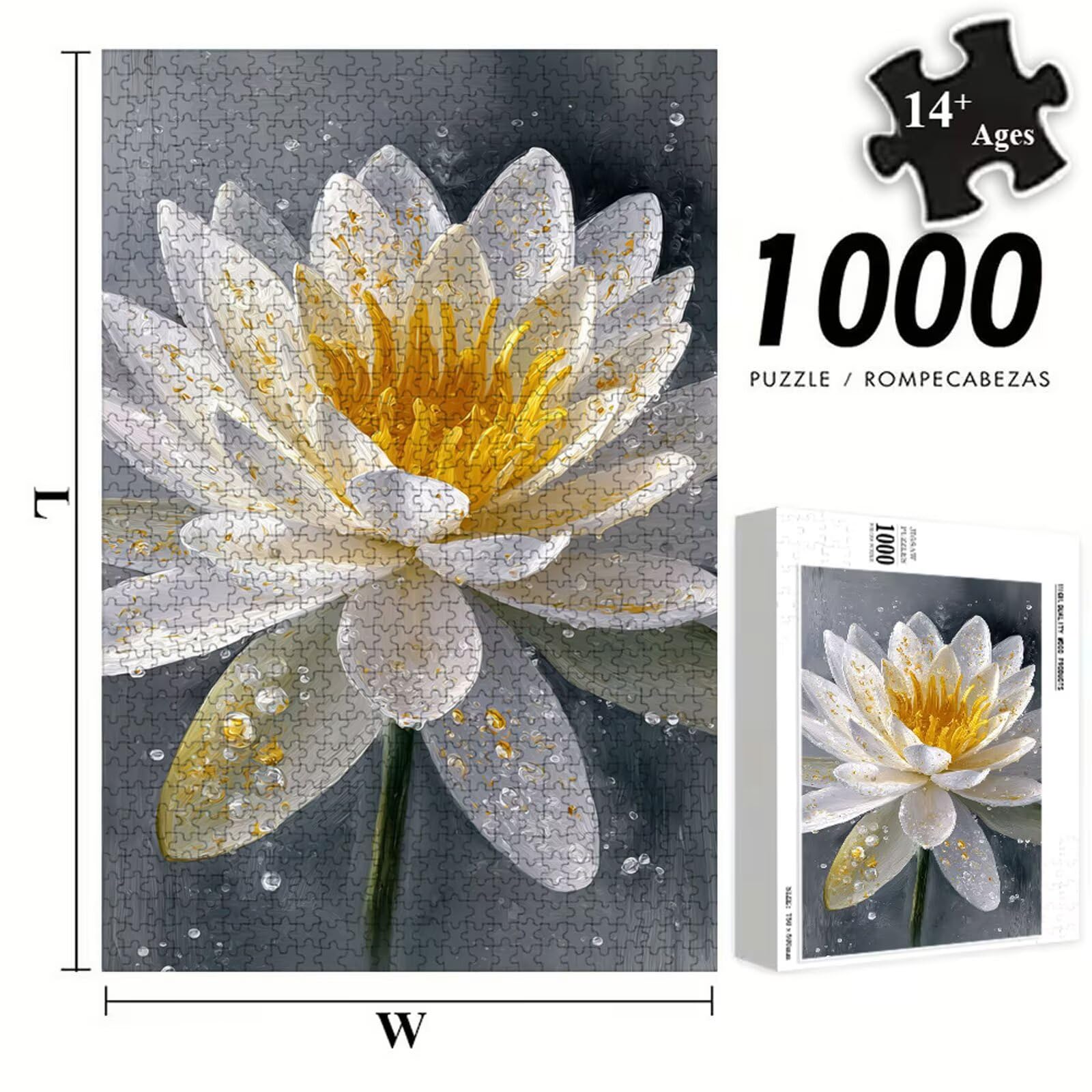 Puzzle 1500 Piezas Adultos Flor & Amarillo, Rompecabezas con Letras Traseras y Póster, Pasatiempo Antiestrés, Decoración de Pared, Regalo Decorar Mujer Hombre 87 x 57 cm (14 Años +) P3#1156