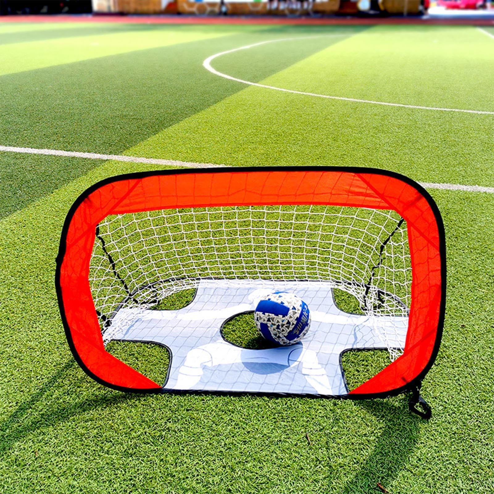 Porta da calcio per bambini, 120 x 80 x 80 cm, porta da calcio pieghevole e pieghevole, porta da calcio in tessuto Oxford impermeabile, set per esercizi da cortile, attrezzatura da tiro, controllo