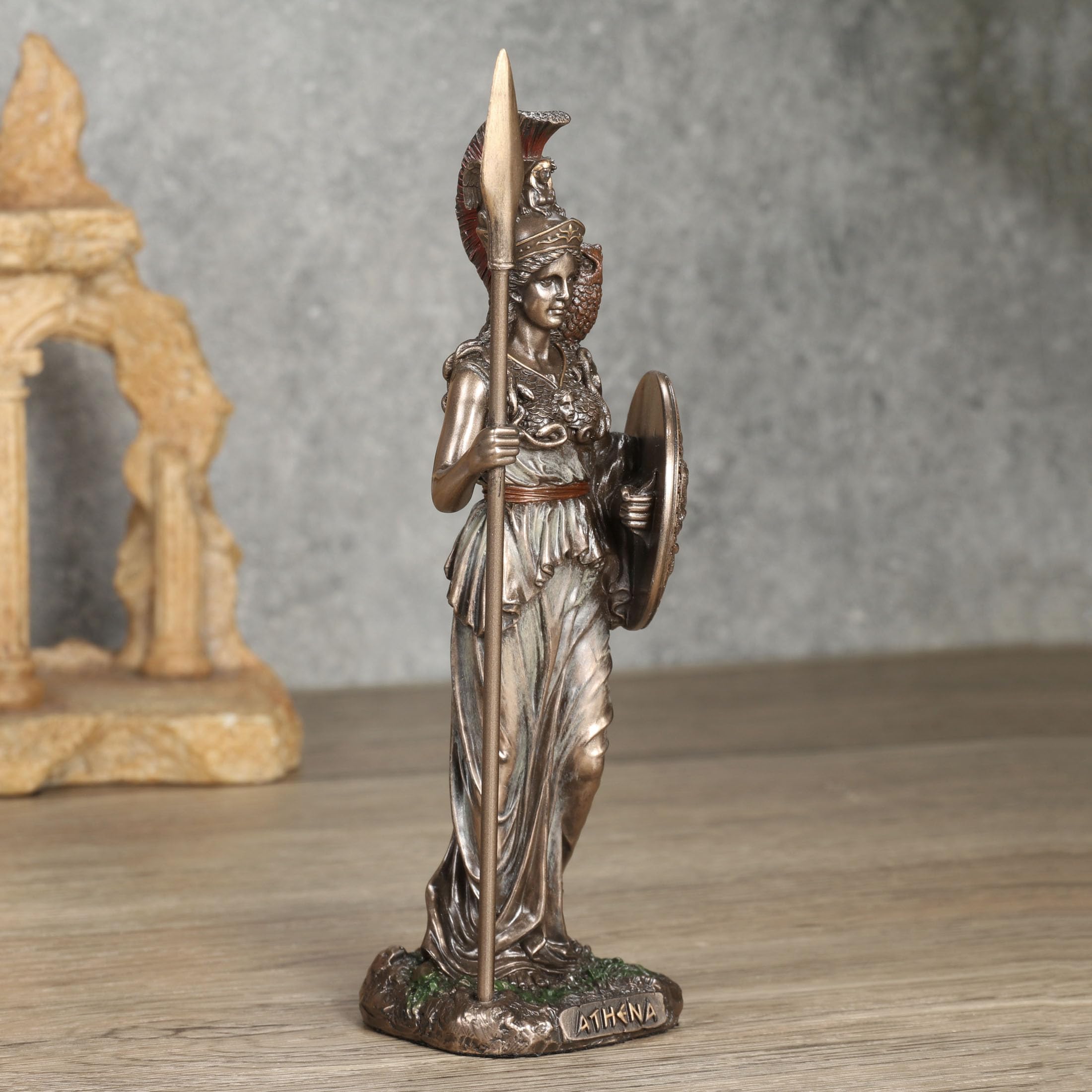 Veronese Design 6 1/2 Atena la dea greca della saggezza scultura in resina finitura bronzo fuso a freddo