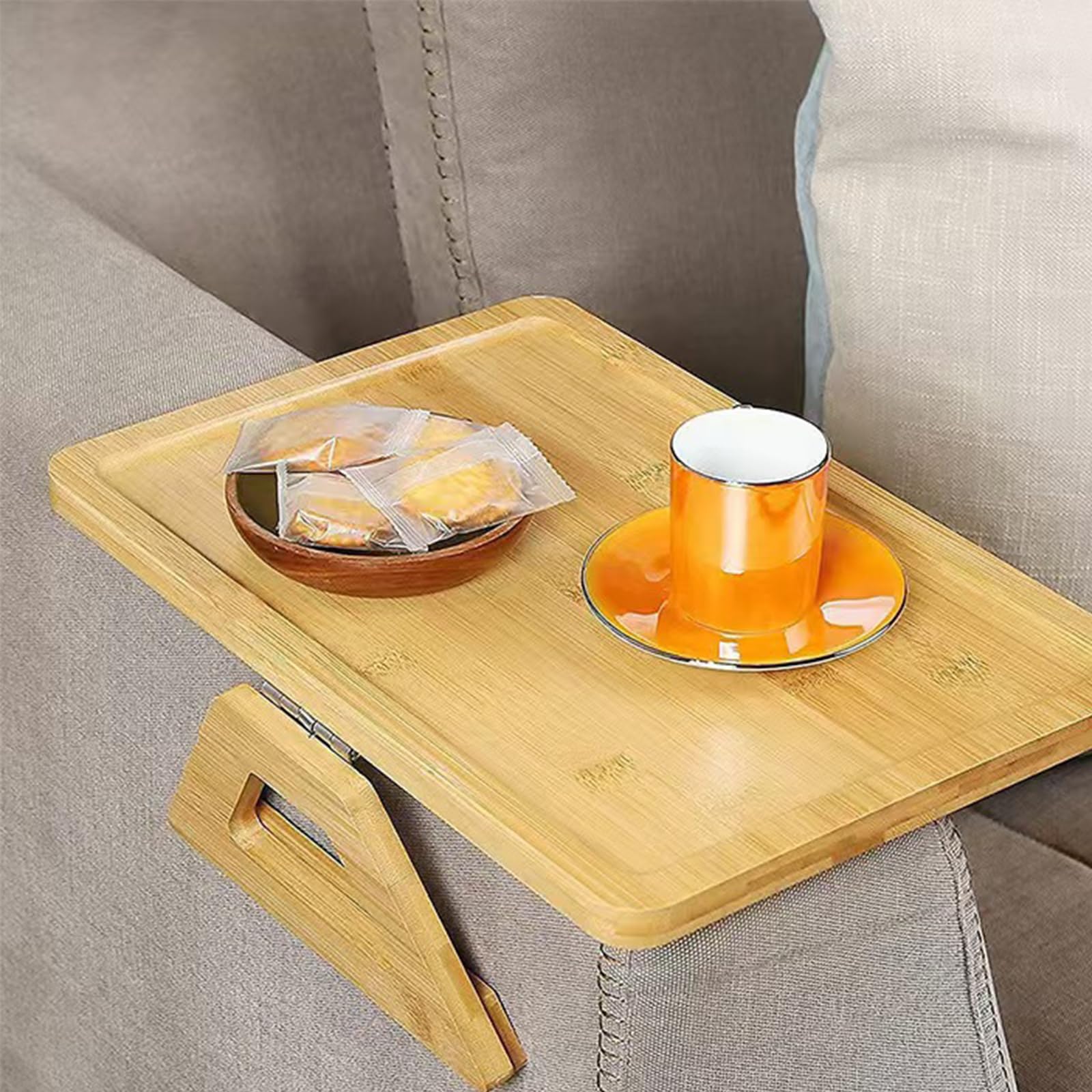 Plateau en bois massif avec pieds et poignée (34 x 23 cm) Plateau multifonction en bois pour lit, canapé et petit déjeuner (style 1)